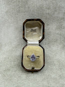 925 Silver Lavender CZ Pear Cut Halo Ring