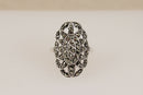 Art Deco Sterling Silver & Marcasite Statement Ring – Stamped SILVER
