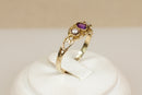 9ct Gold Amethyst & Seed Pearl Trilogy Ring