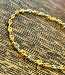 Hallmarked 9ct Gold Citrine, Blue Topaz & Orange Sapphire Tennis Bracelet