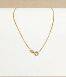 Silver Gilt Lavaliere Victorian Style Garnet and Faux Pearl Pendant & Chain