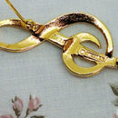Vintage D'Orlan Rhinestone 22kt Gold Plated Treble Clef Brooch