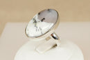 Large Silver & Moss Agate Statement Ring
