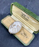 Hallmarked 9ct Yellow Gold Shell Carved Zeus & Hebe Italian Cameo