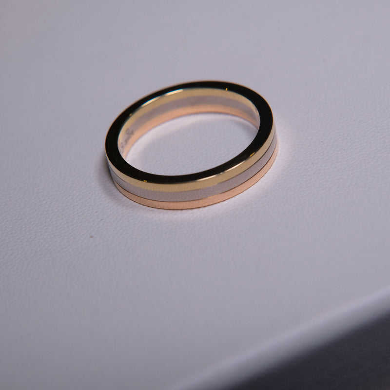 Cartier 18ct Gold Tri-colour Vendôme Louis Wedding Band Ring Size I1/2