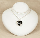 Art Nouveau Style Silver and Onyx Large Heart Pendant & Chain
