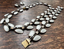 Modern Mid Century 1952 Norwegian Andersen & Scheinpflug Sterling Silver Gilt Snowdrop White Guilloche Enamel Jewelery Set