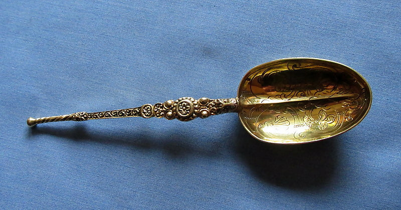 Antique Silver Gilt Coronation Anointing Spoon London 1910 Wakeley & Wheeler