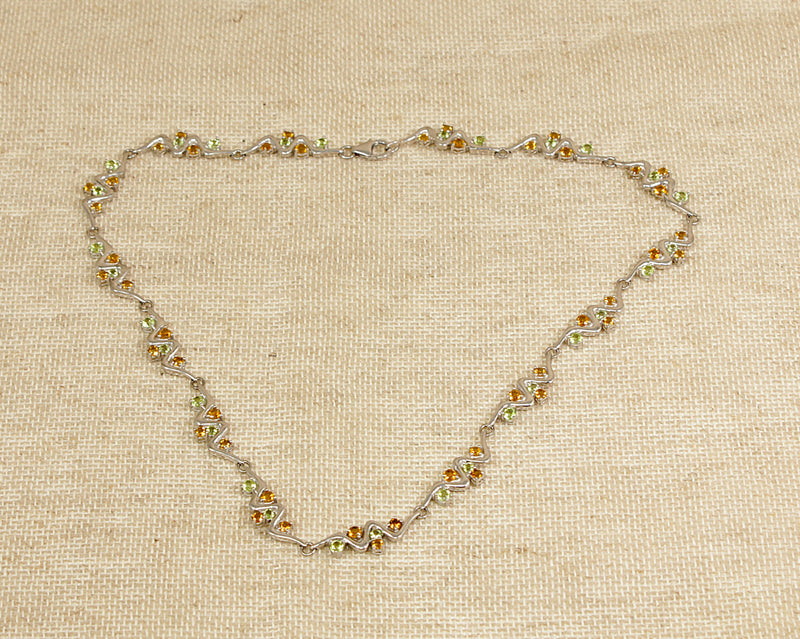 Silver Citrine & Peridot Necklace