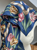 Vintage Christian Dior Silk Tulip Print Scarf with Gift Envelope New Old Stock