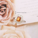 Art Deco Style 18ct White Gold Orange Sapphire & Diamond Cluster