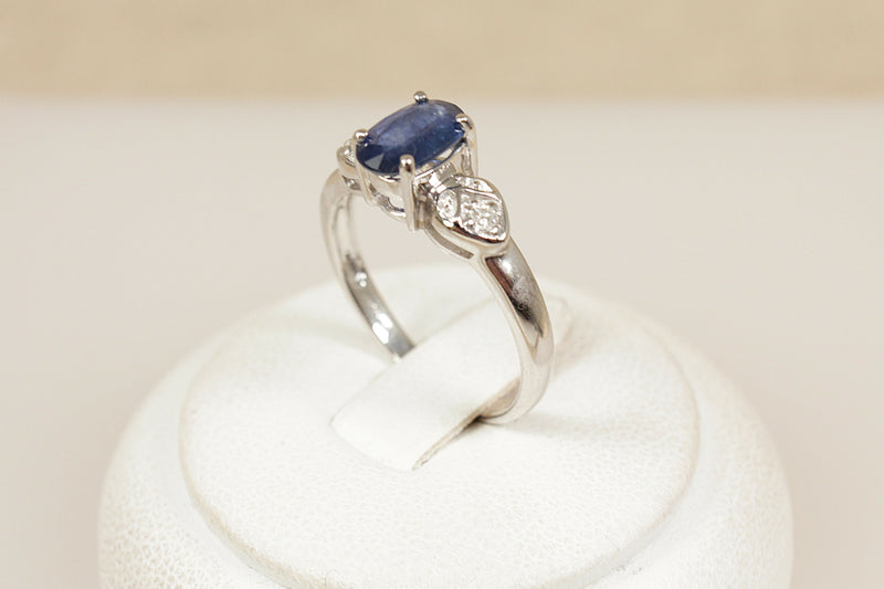 9ct White Gold Sapphire & Diamond Ring