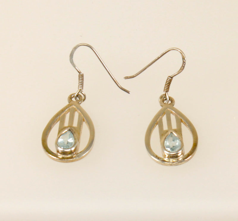 Silver & Blue Topaz Designer Earrings