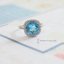 18ct White Gold Blue Topaz & Diamond Cluster Ring
