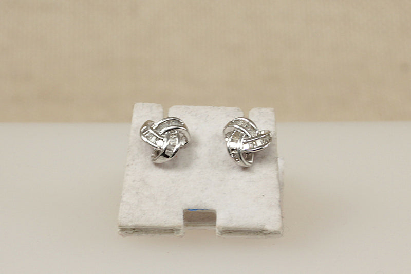 Silver & CZ Knot Ear Studs