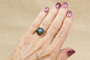 Silver & Labradorite Statement Ring with Gold Overlay Detailing