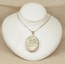 Vintage Large Silver Oval Locket & Chain