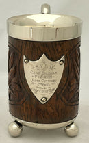 Surma Valley Light Horse, British Indian Army, Wood and Silver Plated Mug, circa 1899.