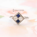Platinum Sapphire & Diamond Art Deco Style Four-Stone Ring