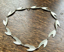 Modern Mid Century KA Rasmussen Sterling Silver Gilt Snowdrop White Enamel Necklace