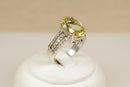 Silver Large Lemon Citrine and White Topaz Ring