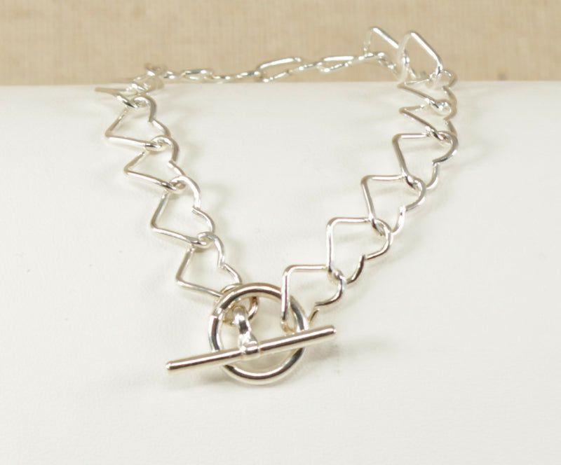 Silver Heart T Bar Bracelet