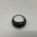 Silver and black spinel ring