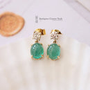 18ct Cabouchon Emerald & Diamond Earrings