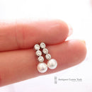Handmade 18ct White Gold Cultured Pearl & Diamond 0.33ct Earrings