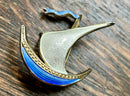 Modern Mid Century Sterling Silver Gilt David Anderson Cobalt Blue Enamel Viking Boat Brooch