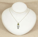 Silver Labradorite & Peridot Pendant & Chain