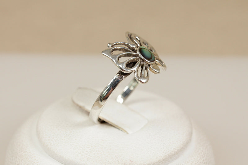 Silver & Abelone Butterfly Ring