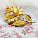 Vintage Large Gold Tone Rose Brooch