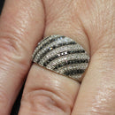 9ct white gold black and white diamond cluster ring