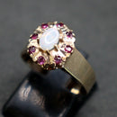 9ct gold opal and ruby cluster ring