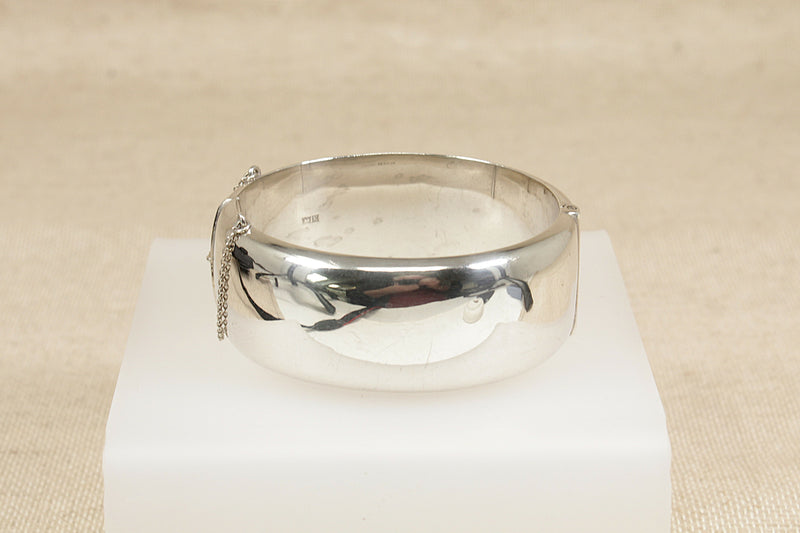 Vintage Silver Hinged Cuff Bangle 1959