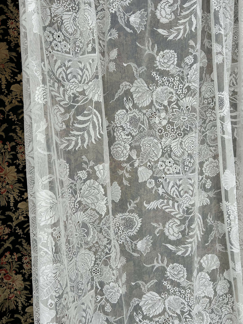 Anna French Indra Highend Victorian design 14 point ivory Cotton Lace Curtain Panelling By The Metre- Width 170cms