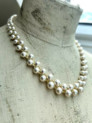 Vintage Balmain Paris Glass Pearl Double Strand Necklace