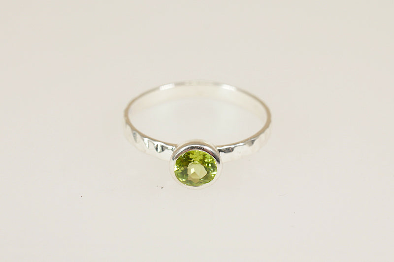 Silver & Peridot Solitaire Ring