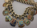 Vintage 1960s Silver Shield Souvenir Travel Charm Bracelet 28 Charms 62 grams