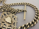 Victorian Antique Solid Sterling Silver Albert Pocket Watch Chain t-Bar & Fob Bir 1899