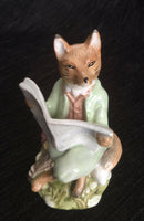 Royal Albert Beatrix Potter figurine Royal Albert Foxy reads the news figurine