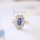 Deco Style 18ct Sapphire & Diamond Cluster Ring