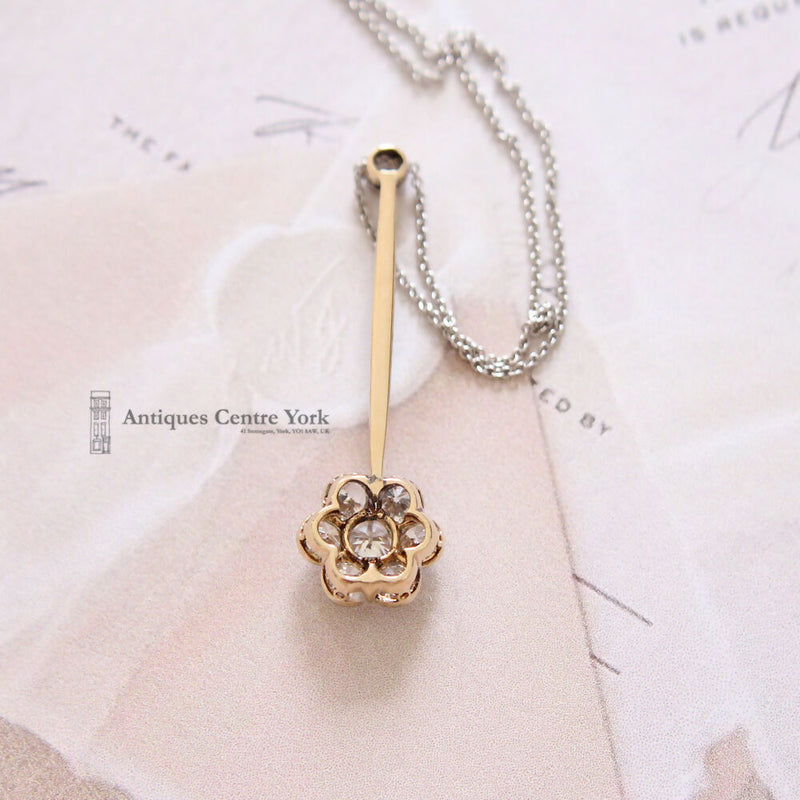 Edwardian 15ct Diamond Cluster Pendant