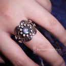 Georg Jensen 'Moonlight Blossom' Moonstone Cluster Sterling Silver Ring Size R1/2