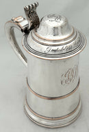 'God Bless Lord Nelson', George III Old Sheffield Plate Lidded Tankard.