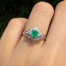 Vintage Platinum Emerald & Diamond Cluster Ring