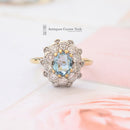 1980s 18ct Aquamarine & Diamond Cluster Ring