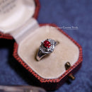 Vintage Platinum Pt900 Ruby (0.52ct) and Diamond (0.223ct) Cluster Ring Size K