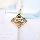 Edwardian 15ct Aquamarine & Pearl Square Pendant
